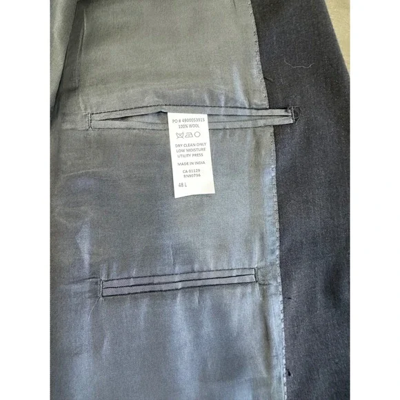 Calvin Klein Mens Charcoal Gray 100% Wool 2 Button Blazer Suit Jacket 48L - Picture 14 of 16